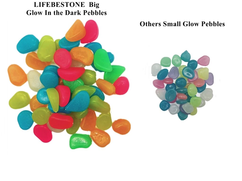 0.8-1.2" Big Rainbow Multicolor Glow in The Dark Rocks, Big Colored Pebbles, Aquarium Gravel, Fish Tank Gravel, Live Plants for Fish Tank, Glow Rocks for Landscaping 150 Pcs (1, Pounds)