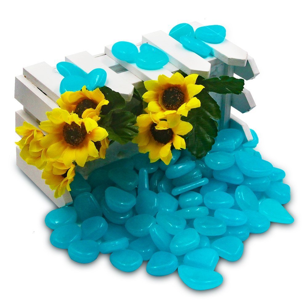 4.8Lbs 1000Pcs Glow in The Dark Stones Pebbles Blue, Azure