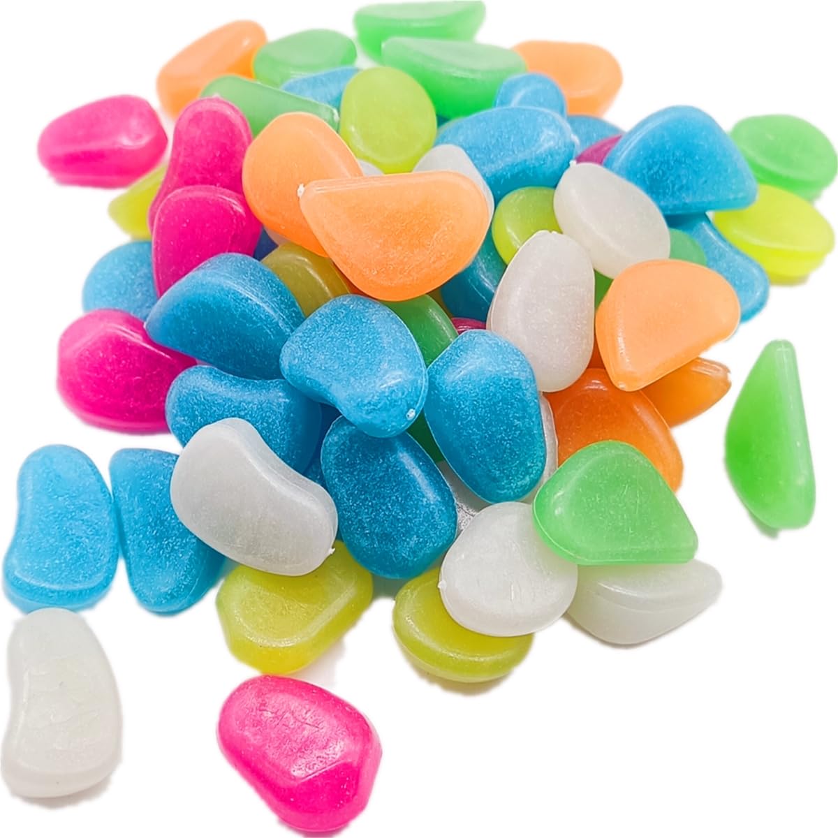 0.8-1.2" Big Rainbow Multicolor Glow in The Dark Rocks, Big Colored Pebbles, Aquarium Gravel, Fish Tank Gravel, Live Plants for Fish Tank, Glow Rocks for Landscaping 150 Pcs (1, Pounds)