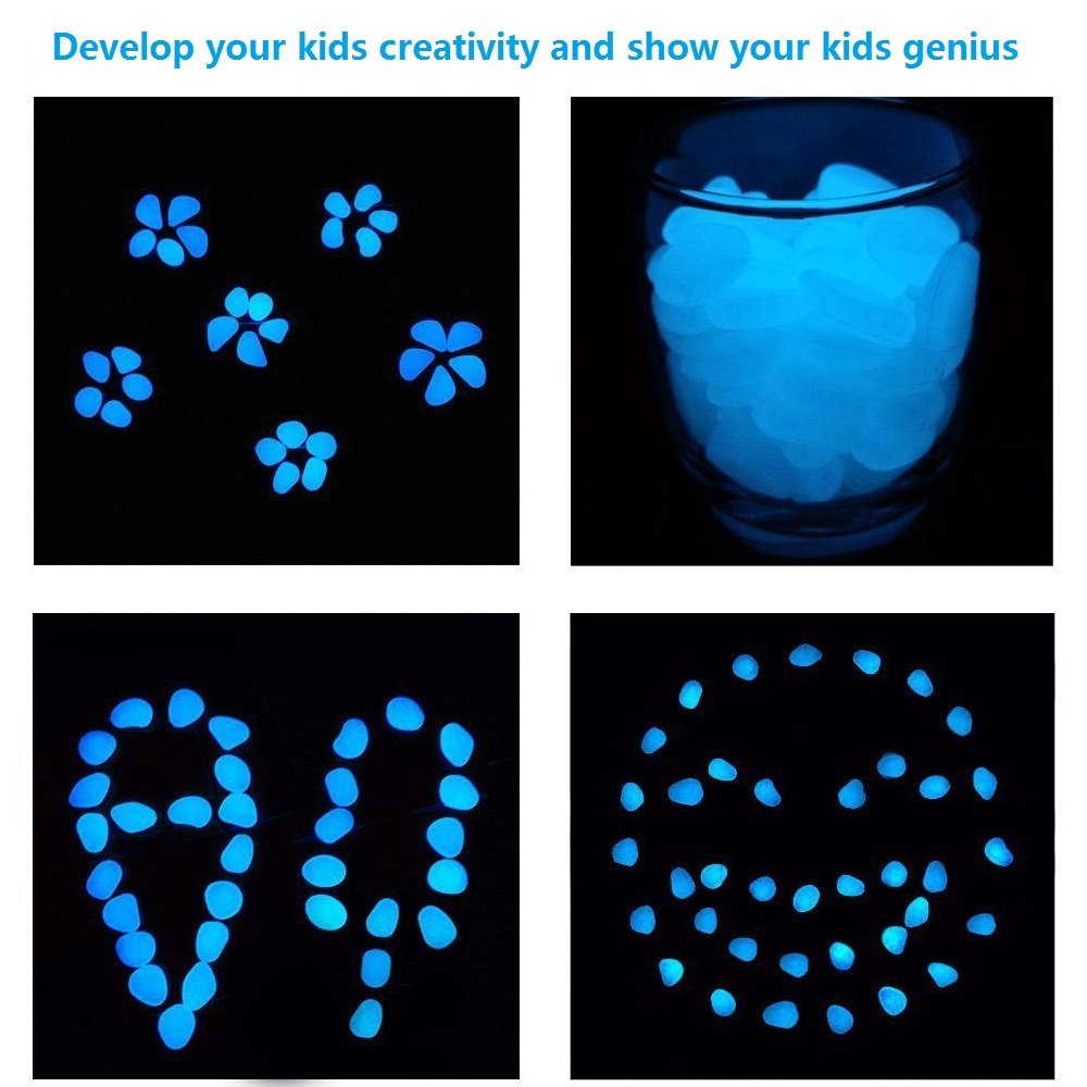 4.8Lbs 1000Pcs Glow in The Dark Stones Pebbles Blue, Azure