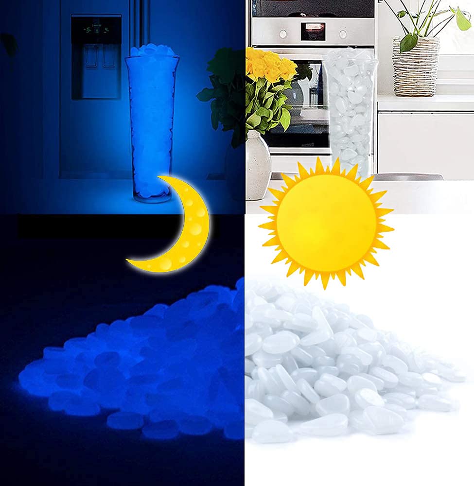 Glowing Stones, Decorative Accent Lighting for Gardens, Patios, Blue