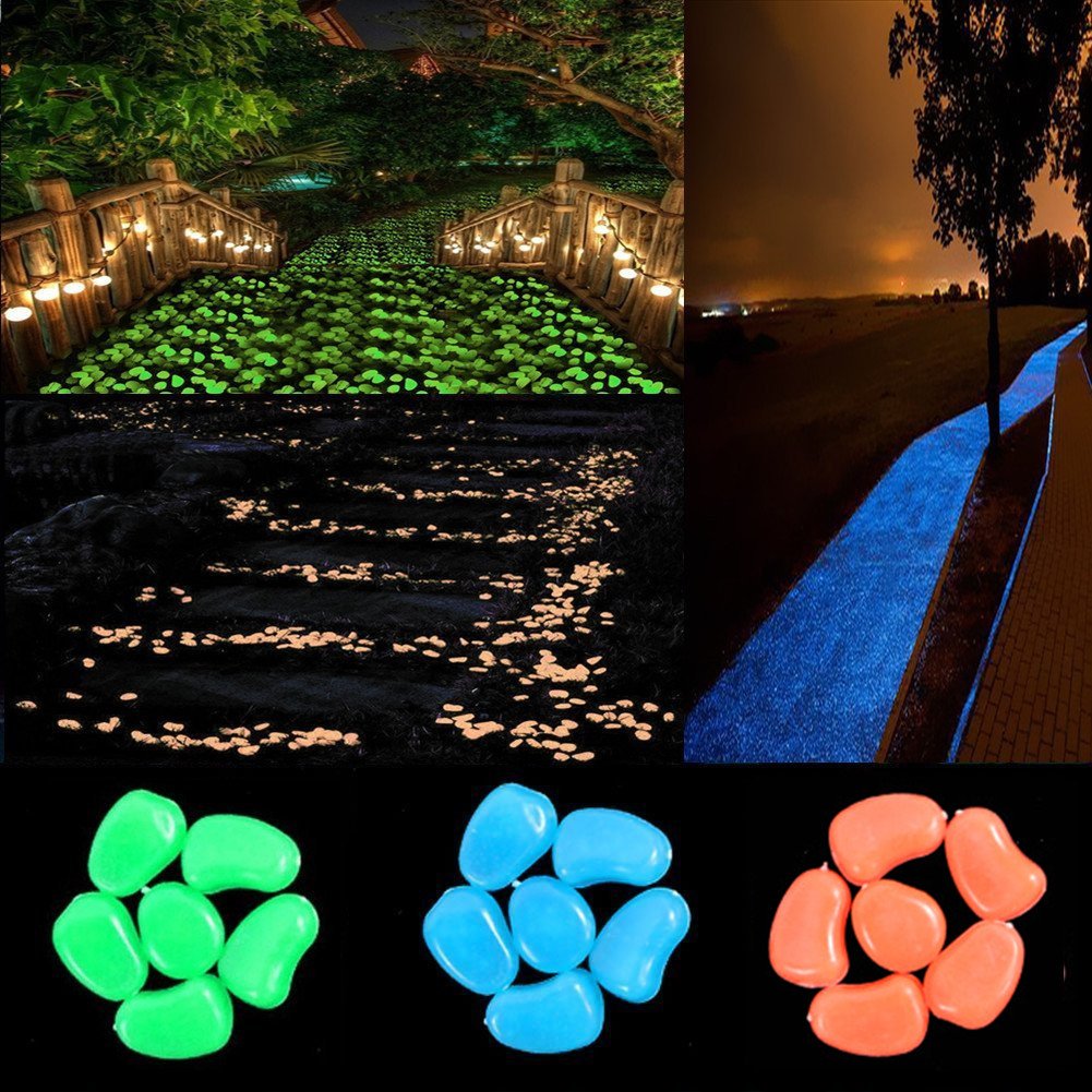 4.8Lbs 1000Pcs Glow in The Dark Stones Pebbles Blue, Azure