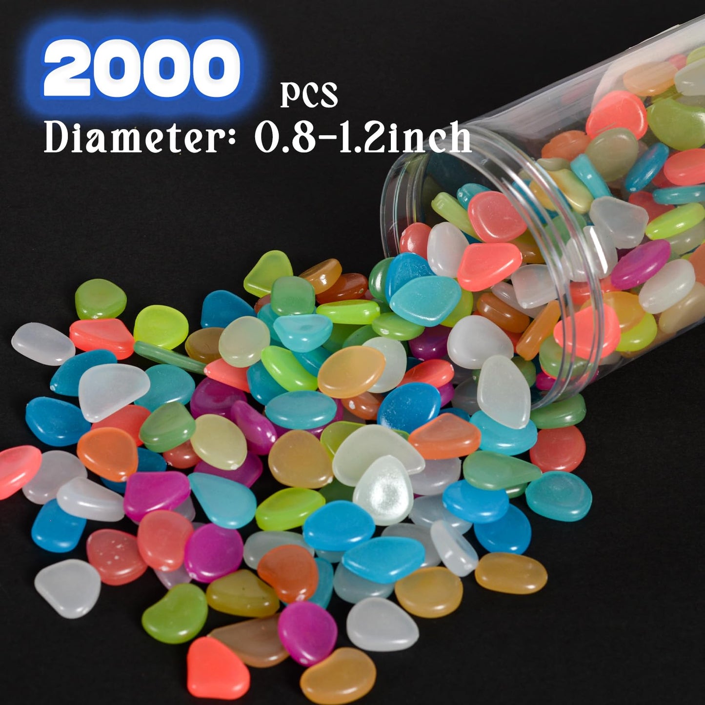 4.8Lbs 1000 PCS Blue Glow in The Dark Rocks for Landscaping.