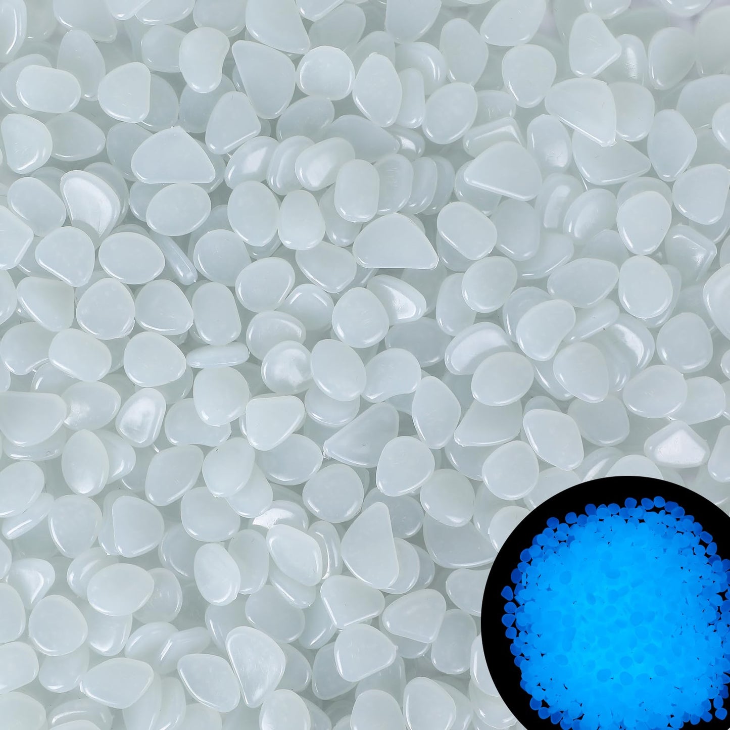 1100pc Large Glow Pebbles Glowing Rocks for Garden Decoration Luminous Stones Glowing Stones for Driveway Landscape Walkway,Blue
