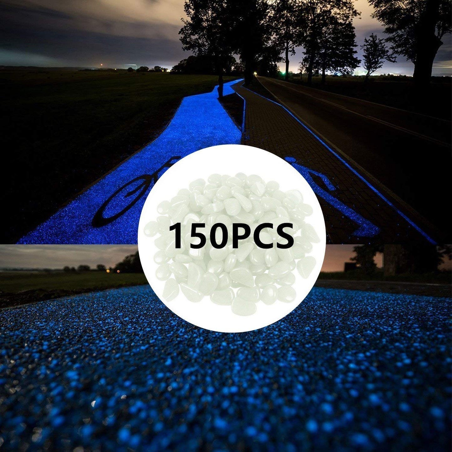 2.4Lbs 550Pcs Glow in The Dark Stones Garden Pebbles Rocks Indoor Outdoor Decor Luminous Stone for Walkways Driveway Yard Grass Fish Tank Halloween Decoration Large Bag