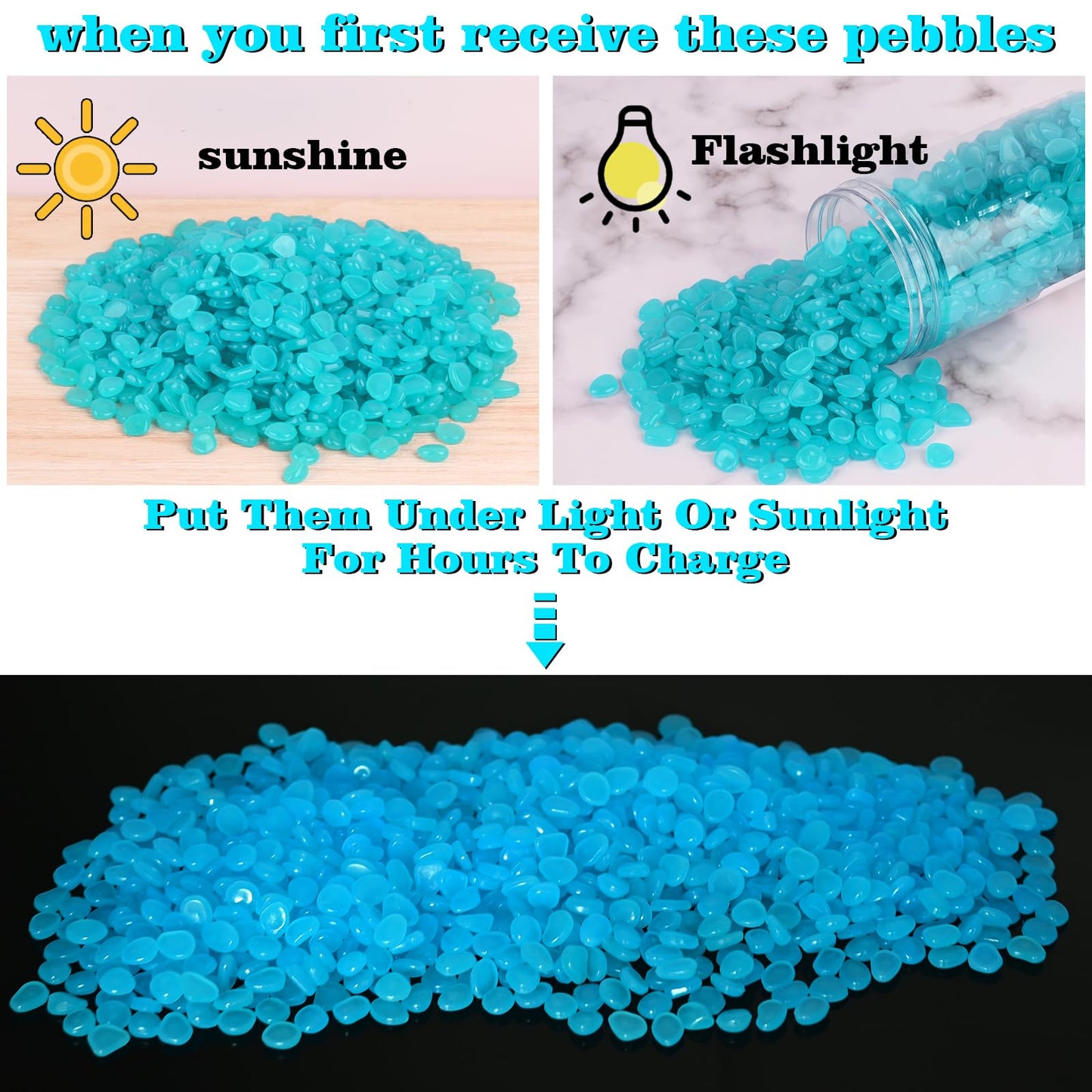 700 PCS Glowing Rocks Luminous Glow Stones Glow in The Dark Rocks for Fish Tank Aquarium Lawn Patio Garden Outdoor Decor and DIY Ideas (Multicolor)