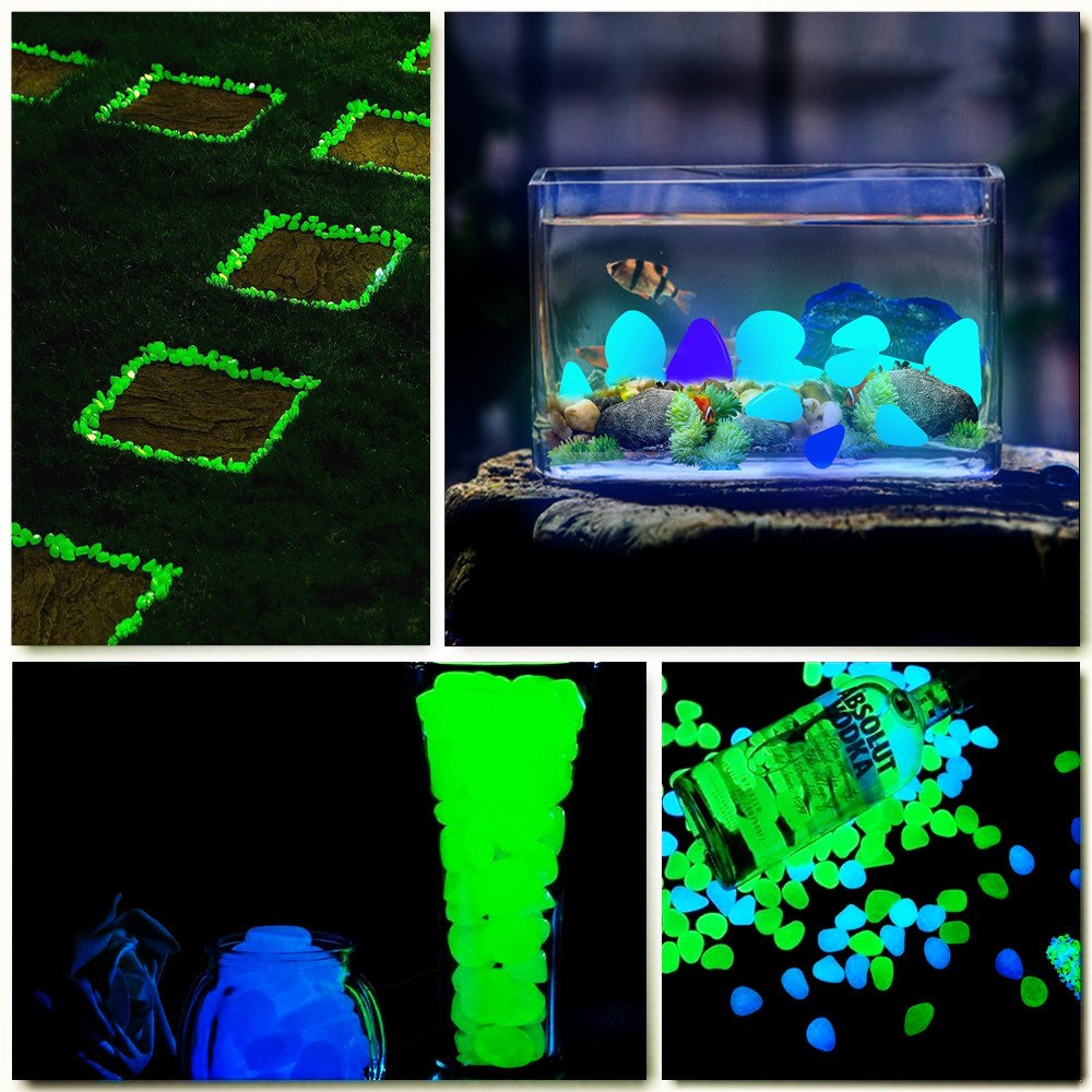 2.4Lbs 550Pcs Glow in The Dark Stones Garden Pebbles Rocks Indoor Outdoor Decor Luminous Stone for Walkways Driveway Yard Grass Fish Tank Halloween Decoration Large Bag