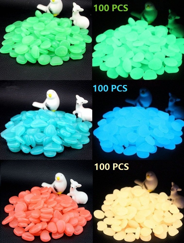 4.8Lbs 1000Pcs Glow in The Dark Stones Pebbles Blue, Azure