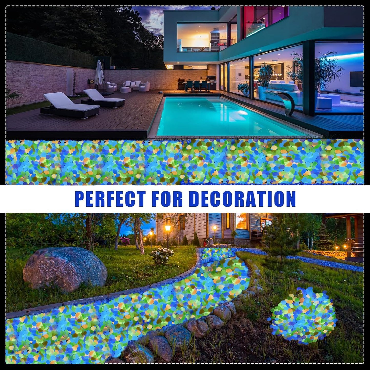 4.8Lbs 1000 PCS Blue Glow in The Dark Rocks for Landscaping.