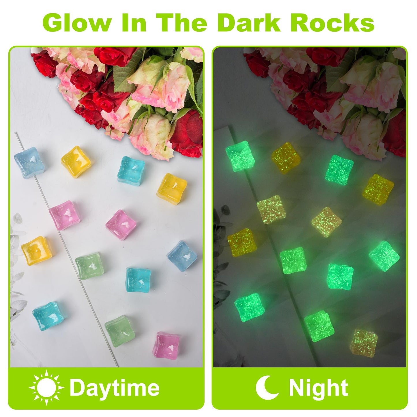Kaiyuan Dynasty 80pc Fish Tank Decorative Stones Aquarium Glowing Stone Glow in The Dark Pebbles Outdoor Glow Stones for Garden,Patio,Walkway,Driveway,Orange
