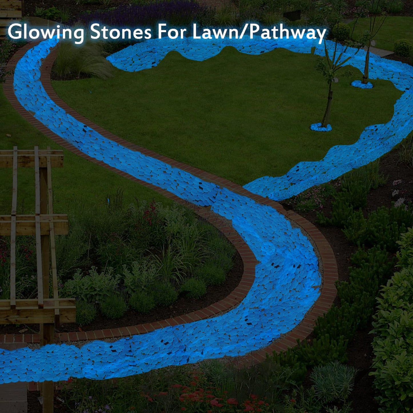 1100pc Large Glow Pebbles Glowing Rocks for Garden Decoration Luminous Stones Glowing Stones for Driveway Landscape Walkway,Blue
