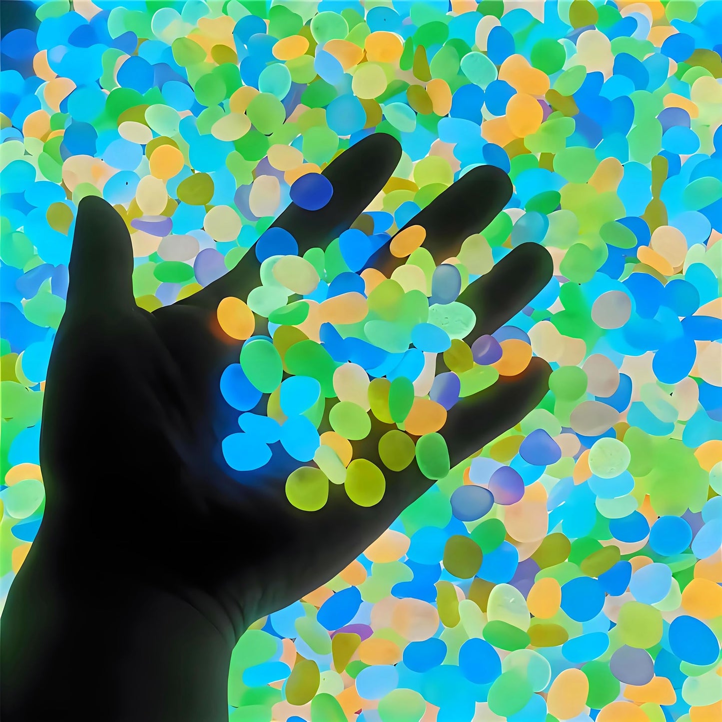0.8-1.2" Big Rainbow Multicolor Glow in The Dark Rocks, Big Colored Pebbles, Aquarium Gravel, Fish Tank Gravel, Live Plants for Fish Tank, Glow Rocks for Landscaping 150 Pcs (1, Pounds)