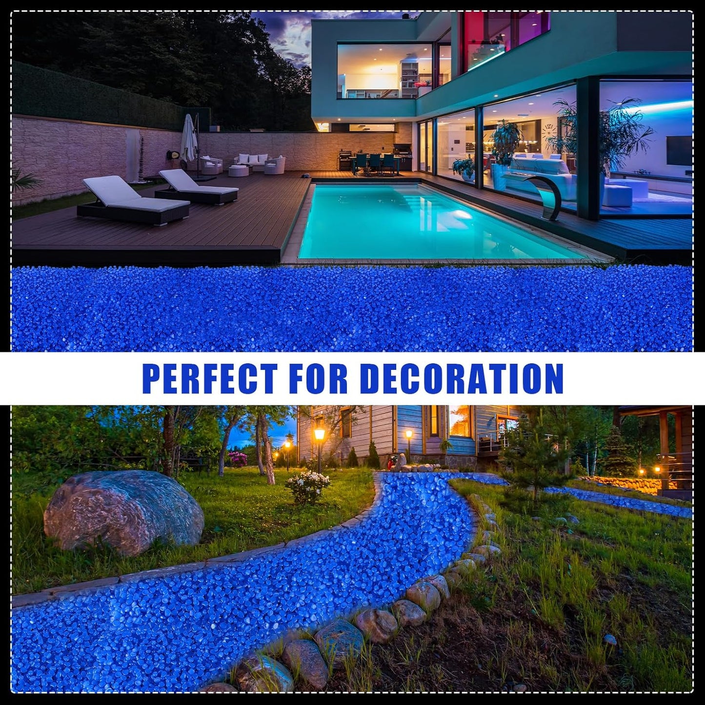 Sasylvia 4000 Pcs Glow in The Dark Rocks Blue Garden Glow Rocks Glow in The Dark Stones Outdoor Glow in The Dark Pebbles for Walkway Backyard Landscaping Pathway Aquarium Fish Tank Plant Decoration