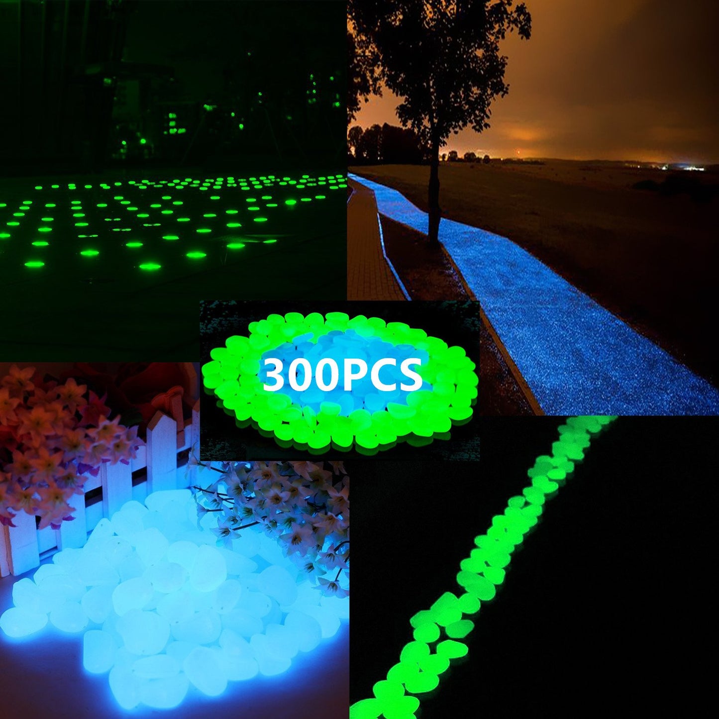 2.4Lbs 550Pcs Glow in The Dark Stones Garden Pebbles Rocks Indoor Outdoor Decor Luminous Stone for Walkways Driveway Yard Grass Fish Tank Halloween Decoration Large Bag