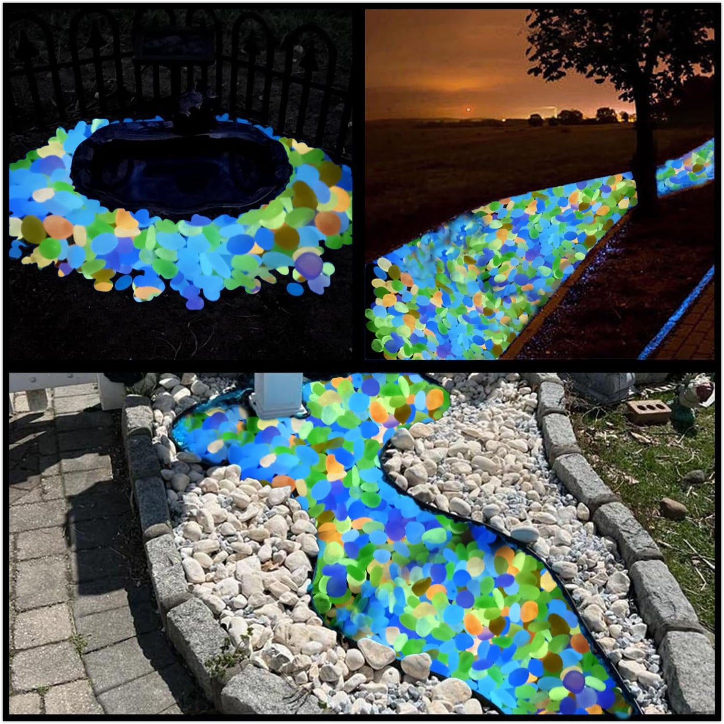4.8Lbs 1000 PCS Blue Glow in The Dark Rocks for Landscaping.