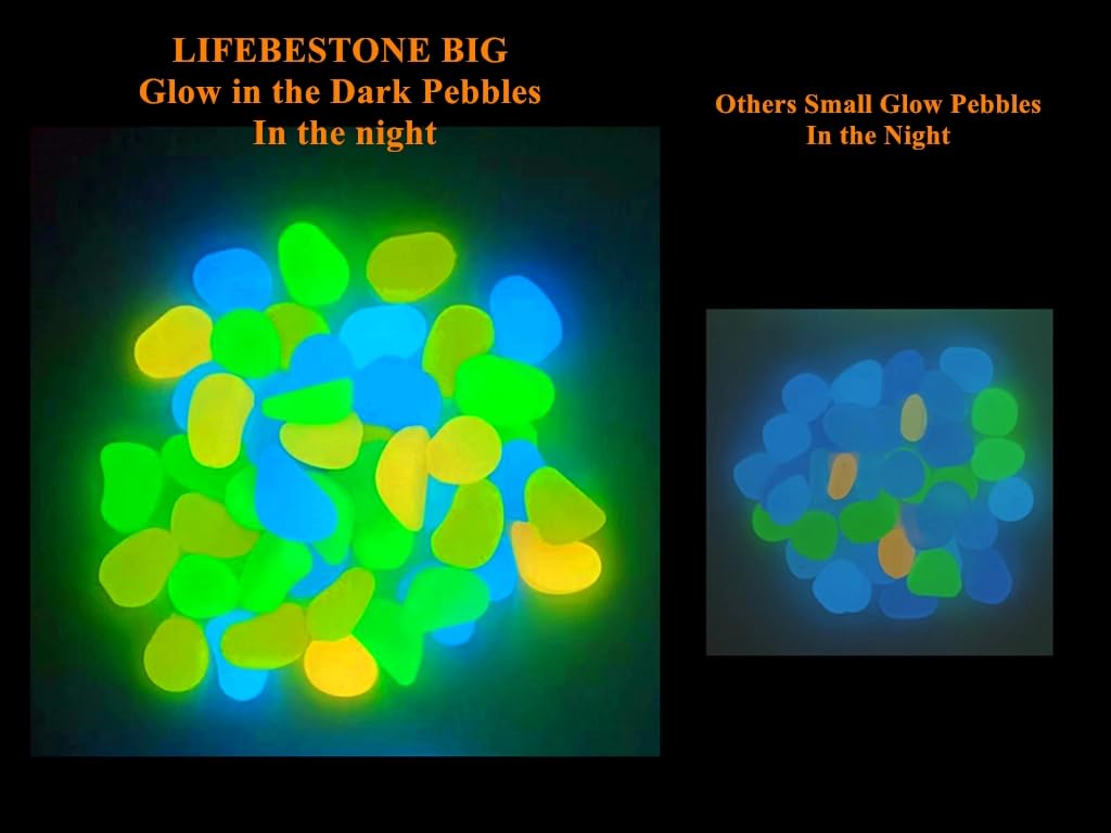 0.8-1.2" Big Rainbow Multicolor Glow in The Dark Rocks, Big Colored Pebbles, Aquarium Gravel, Fish Tank Gravel, Live Plants for Fish Tank, Glow Rocks for Landscaping 150 Pcs (1, Pounds)