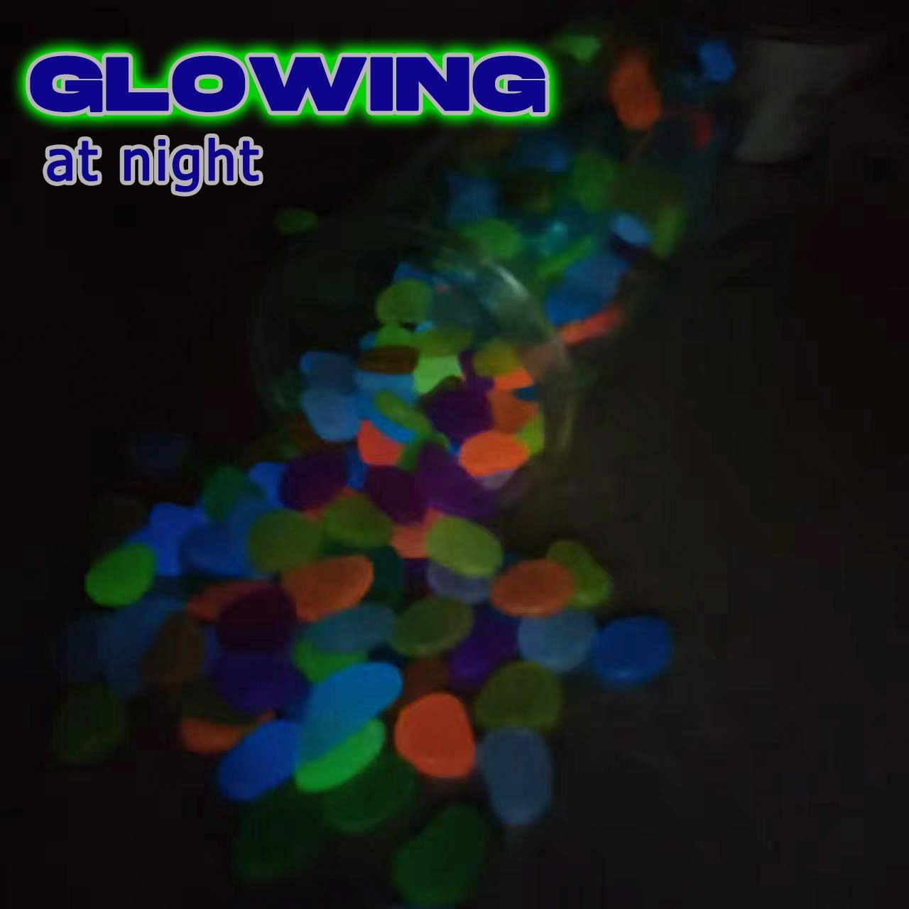 4.8Lbs 1000 PCS Blue Glow in The Dark Rocks for Landscaping.