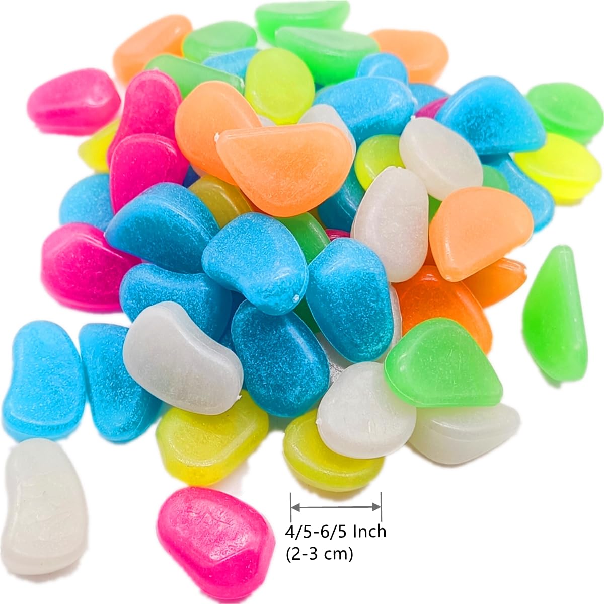 0.8-1.2" Big Rainbow Multicolor Glow in The Dark Rocks, Big Colored Pebbles, Aquarium Gravel, Fish Tank Gravel, Live Plants for Fish Tank, Glow Rocks for Landscaping 150 Pcs (1, Pounds)