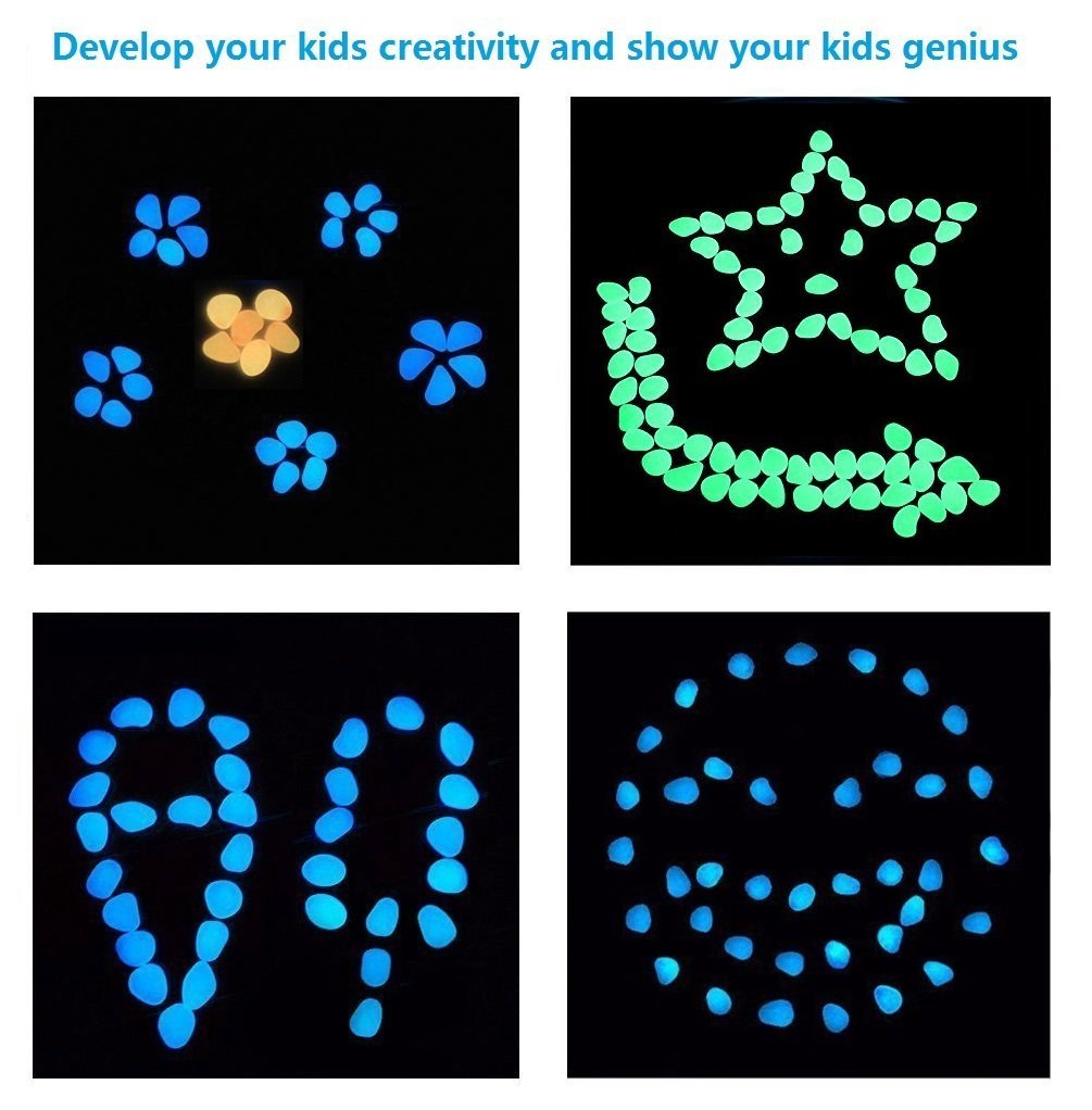 4.8Lbs 1000Pcs Glow in The Dark Stones Pebbles Blue, Azure