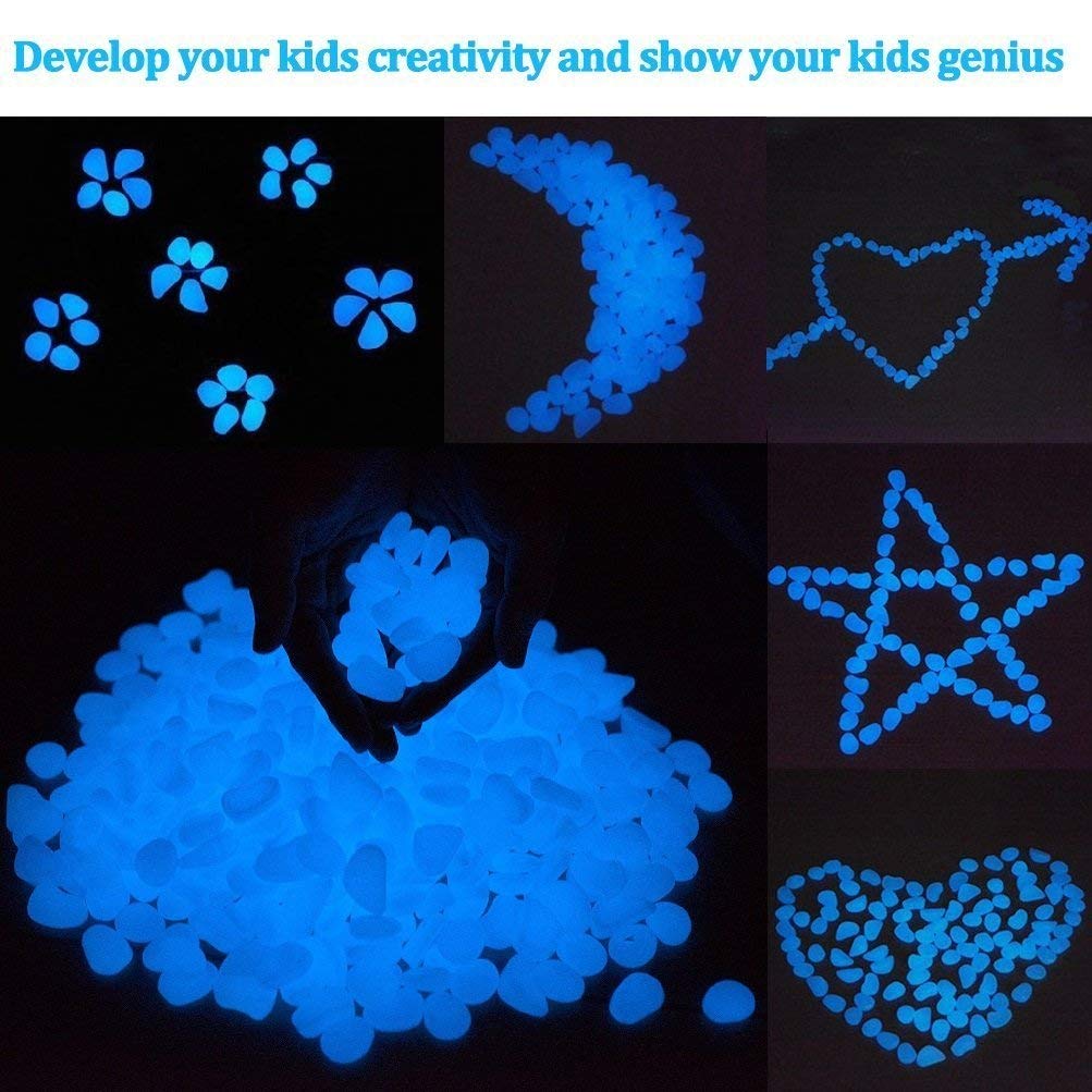 4.8Lbs 1000Pcs Glow in The Dark Stones Pebbles Blue, Azure