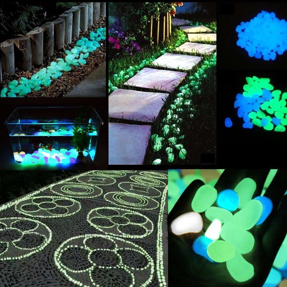 4.8Lbs 1000Pcs Glow in The Dark Stones Pebbles Blue, Azure