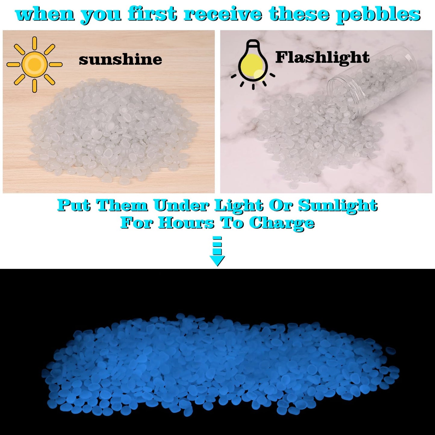 700 PCS Glowing Rocks Luminous Glow Stones Glow in The Dark Rocks for Fish Tank Aquarium Lawn Patio Garden Outdoor Decor and DIY Ideas (Multicolor)