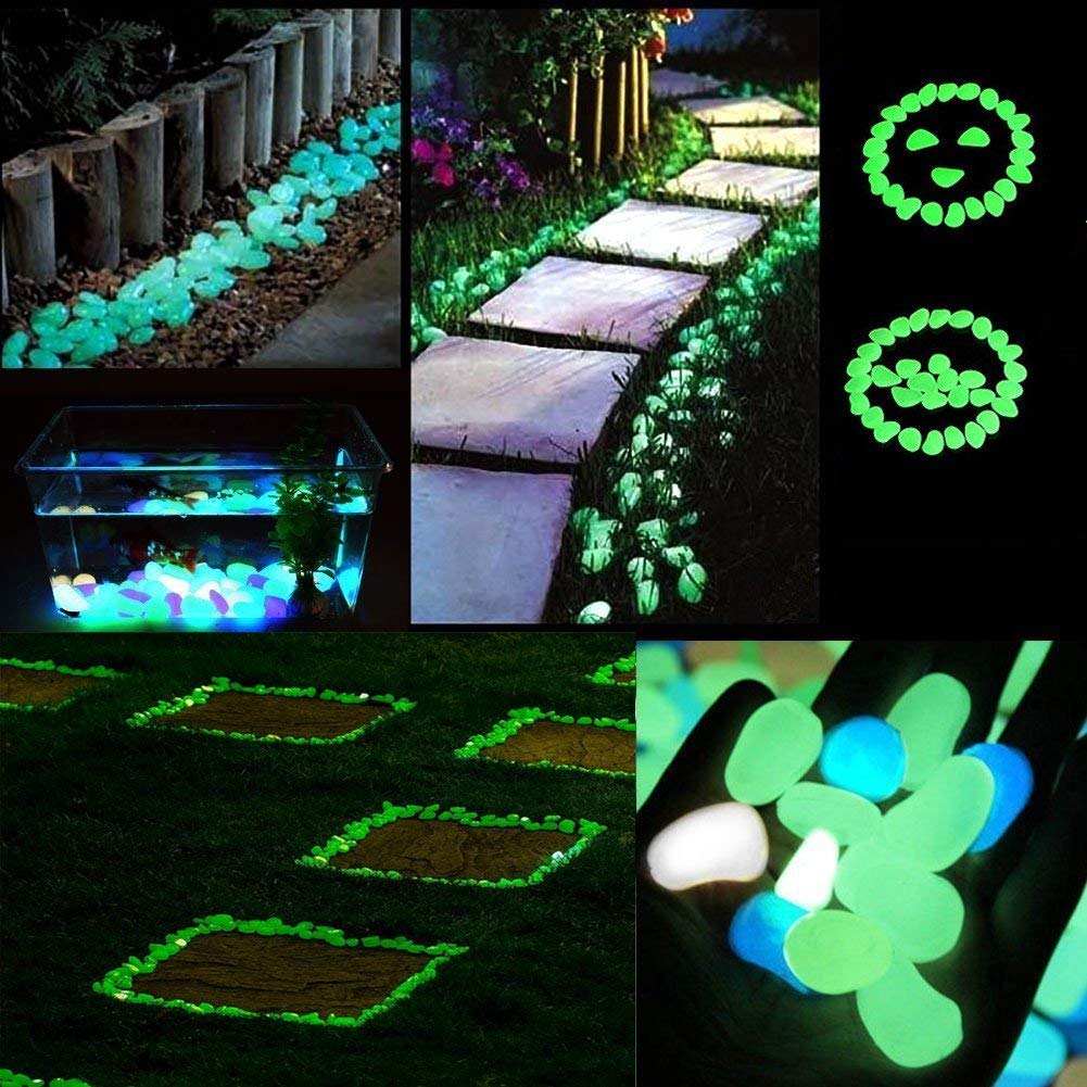 4.8Lbs 1000Pcs Glow in The Dark Stones Pebbles Blue, Azure