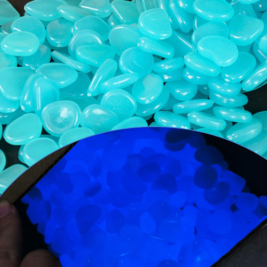 4.8Lbs 1000 PCS Blue Glow in The Dark Rocks for Landscaping.