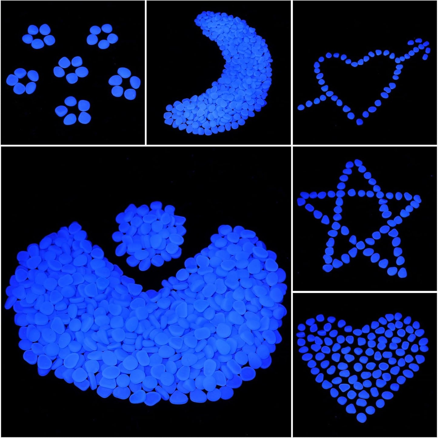Sasylvia 4000 Pcs Glow in The Dark Rocks Blue Garden Glow Rocks Glow in The Dark Stones Outdoor Glow in The Dark Pebbles for Walkway Backyard Landscaping Pathway Aquarium Fish Tank Plant Decoration