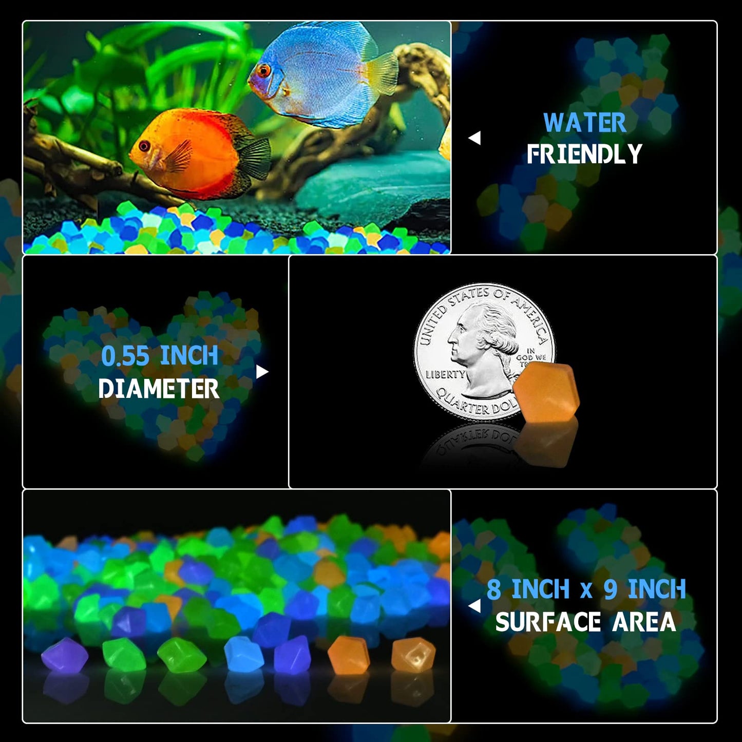 700 PCS Glowing Rocks Luminous Glow Stones Glow in The Dark Rocks for Fish Tank Aquarium Lawn Patio Garden Outdoor Decor and DIY Ideas (Multicolor)