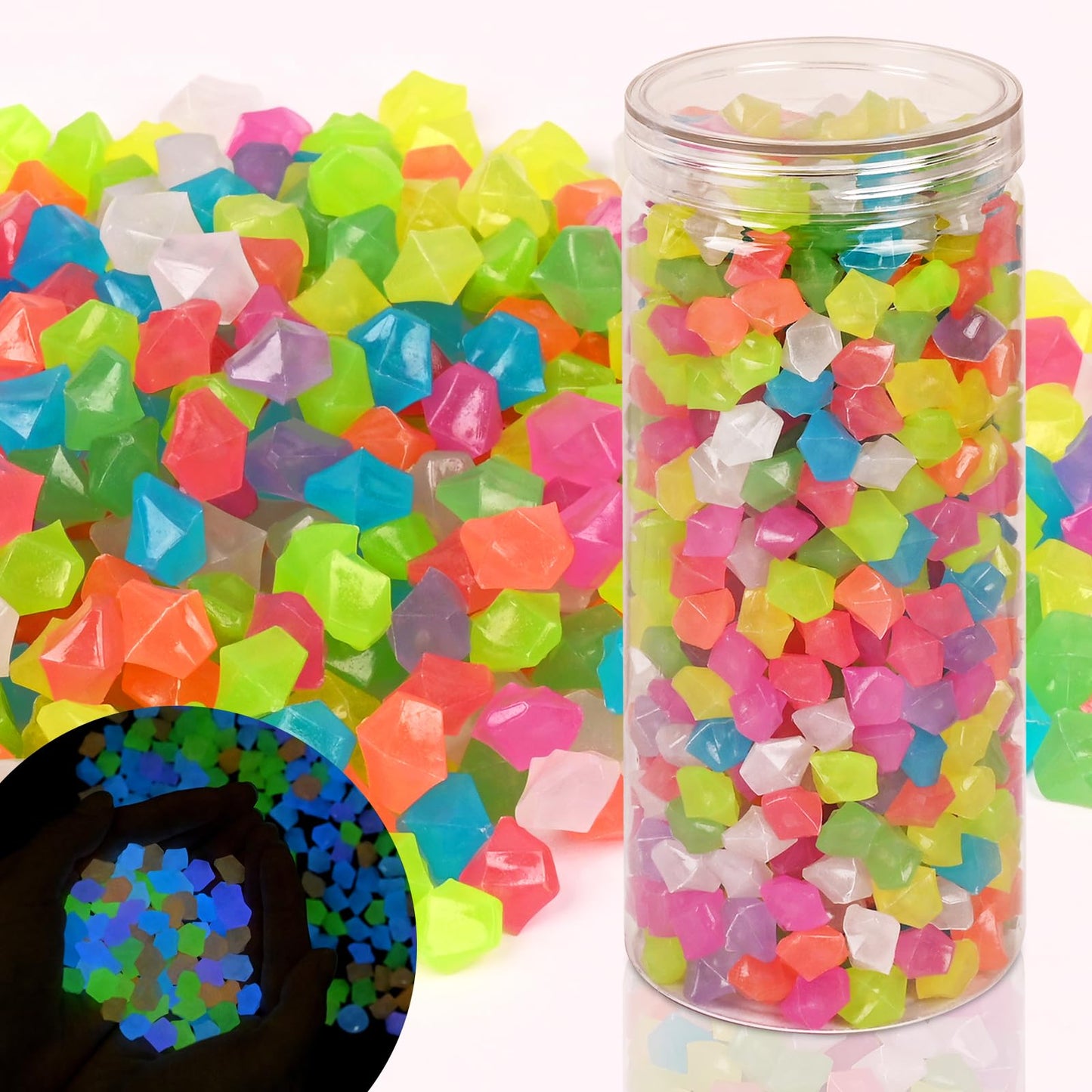 700 PCS Glowing Rocks Luminous Glow Stones Glow in The Dark Rocks for Fish Tank Aquarium Lawn Patio Garden Outdoor Decor and DIY Ideas (Multicolor)