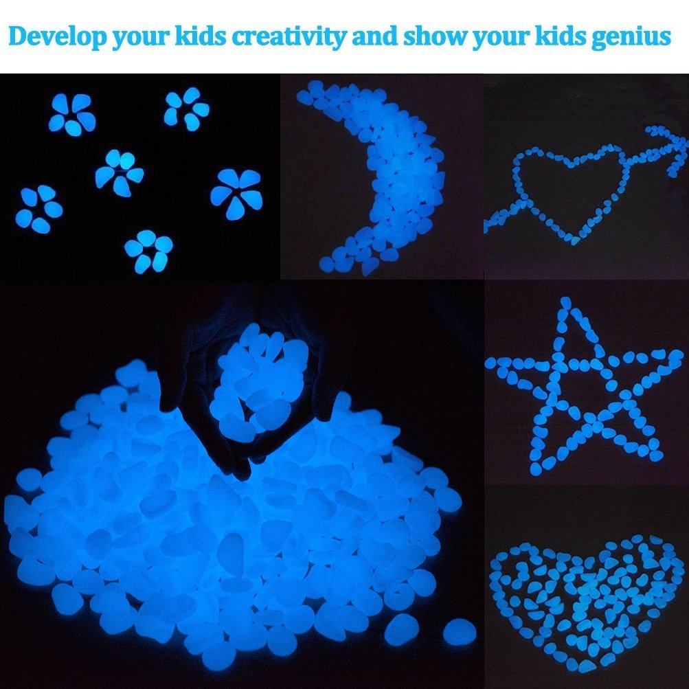 4.8Lbs 1000Pcs Glow in The Dark Stones Pebbles Blue, Azure