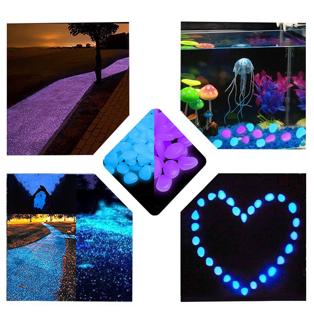 4.8Lbs 1000Pcs Glow in The Dark Stones Pebbles Blue, Azure
