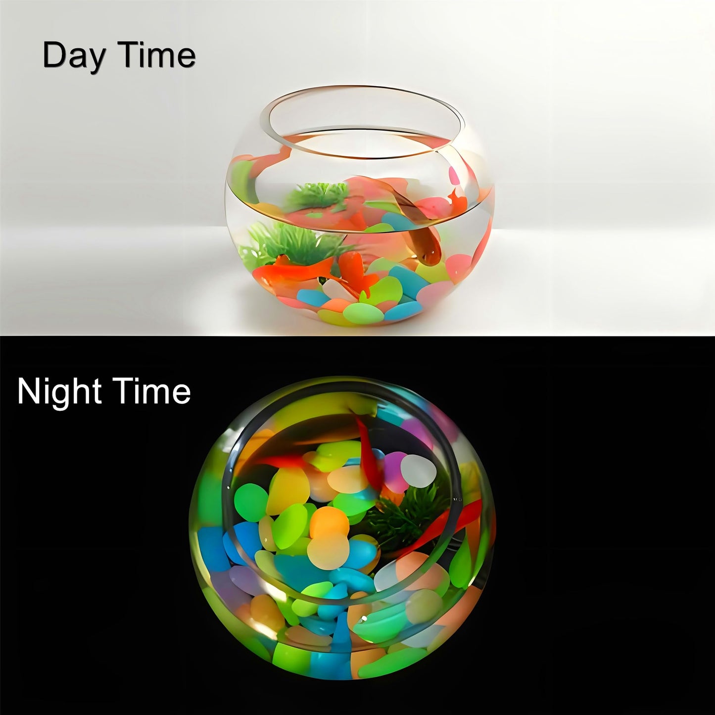 0.8-1.2" Big Rainbow Multicolor Glow in The Dark Rocks, Big Colored Pebbles, Aquarium Gravel, Fish Tank Gravel, Live Plants for Fish Tank, Glow Rocks for Landscaping 150 Pcs (1, Pounds)