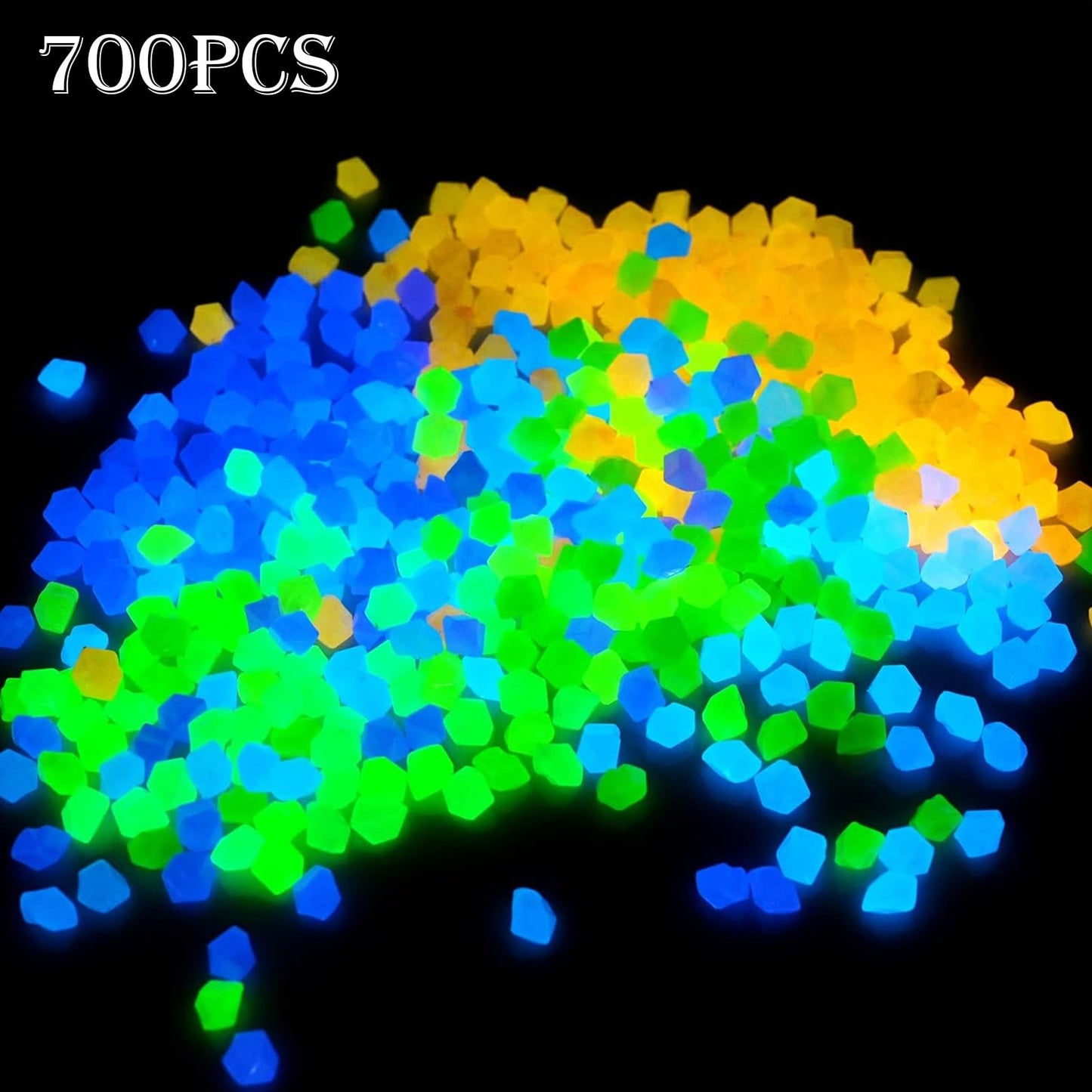 700 PCS Glowing Rocks Luminous Glow Stones Glow in The Dark Rocks for Fish Tank Aquarium Lawn Patio Garden Outdoor Decor and DIY Ideas (Multicolor)