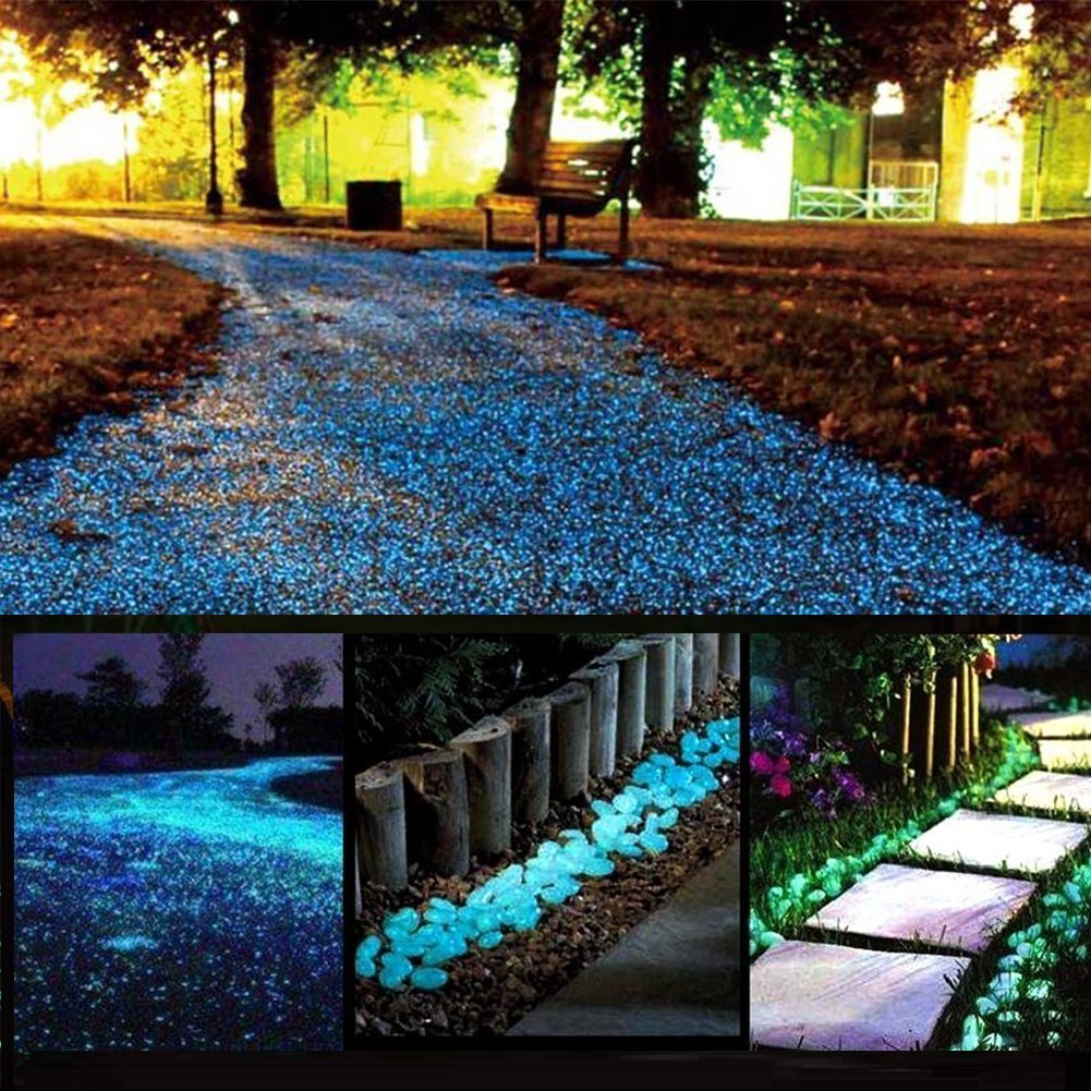 4.8Lbs 1000Pcs Glow in The Dark Stones Pebbles Blue, Azure
