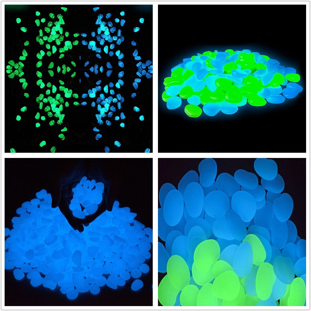 2.4Lbs 550Pcs Glow in The Dark Stones Garden Pebbles Rocks Indoor Outdoor Decor Luminous Stone for Walkways Driveway Yard Grass Fish Tank Halloween Decoration Large Bag