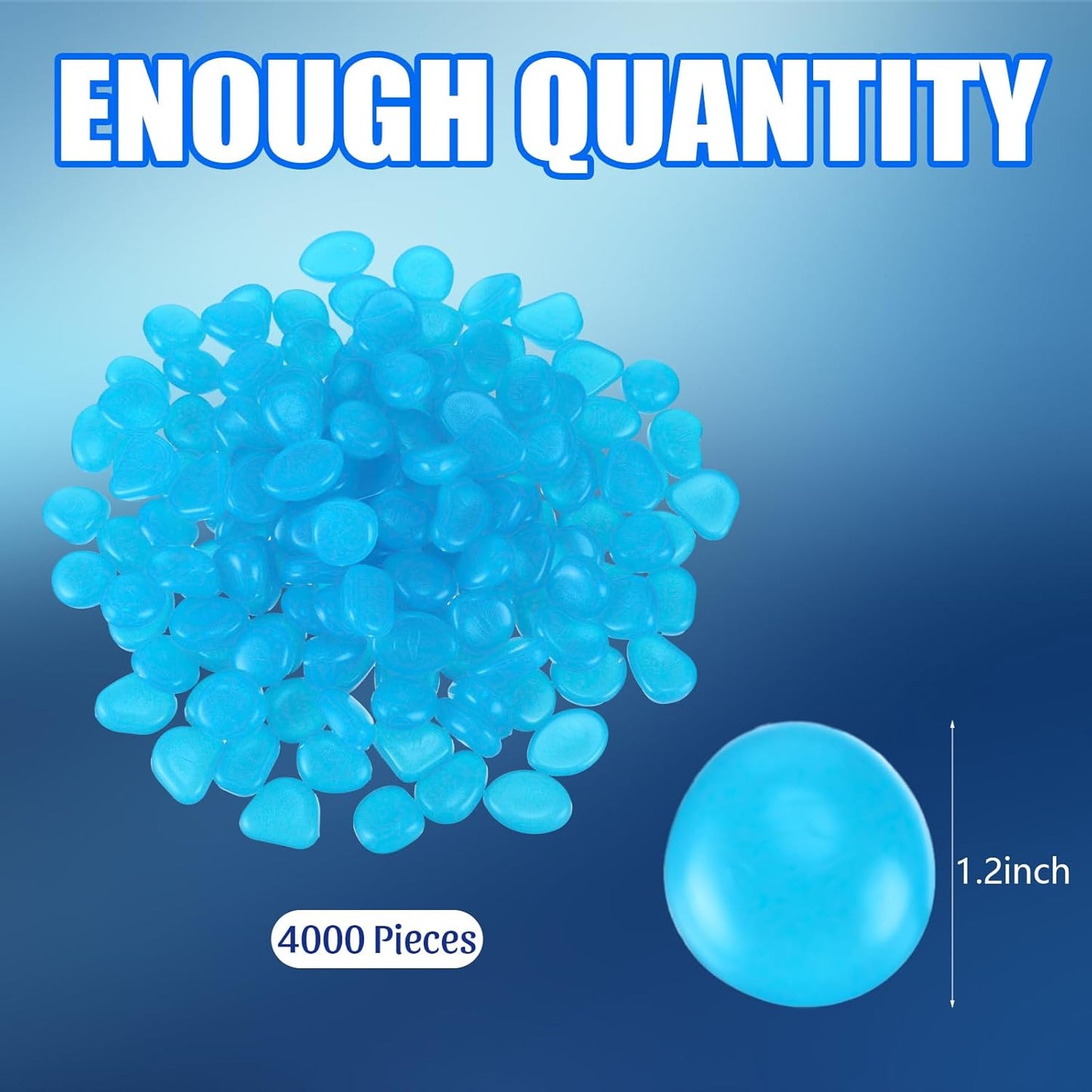 Sasylvia 4000 Pcs Glow in The Dark Rocks Blue Garden Glow Rocks Glow in The Dark Stones Outdoor Glow in The Dark Pebbles for Walkway Backyard Landscaping Pathway Aquarium Fish Tank Plant Decoration