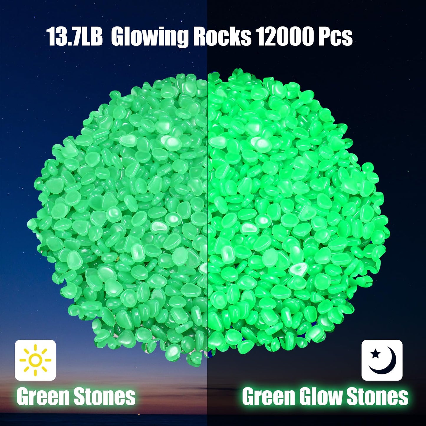 Sasylvia 12000 Pcs Glow in The Dark Rocks Glow in The Dark Stones Glowing Rocks for Garden Outdoor Glowing Fish Tank Pebbles Luminous Stone for Outdoor Yard Patio Aquarium Landscaping (White)