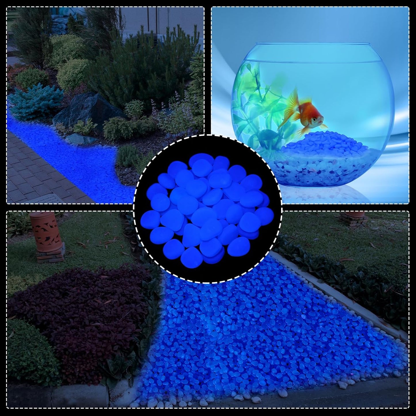 Sasylvia 4000 Pcs Glow in The Dark Rocks Blue Garden Glow Rocks Glow in The Dark Stones Outdoor Glow in The Dark Pebbles for Walkway Backyard Landscaping Pathway Aquarium Fish Tank Plant Decoration