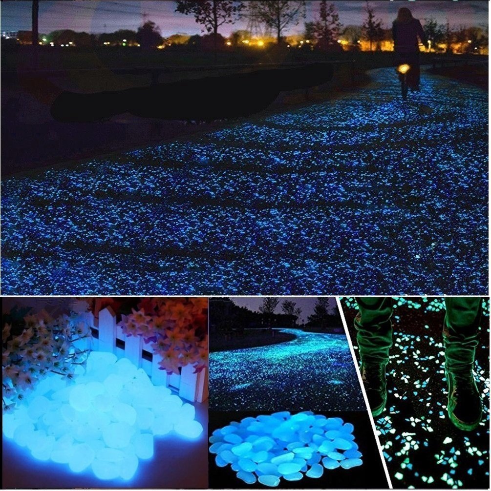 4.8Lbs 1000Pcs Glow in The Dark Stones Pebbles Blue, Azure