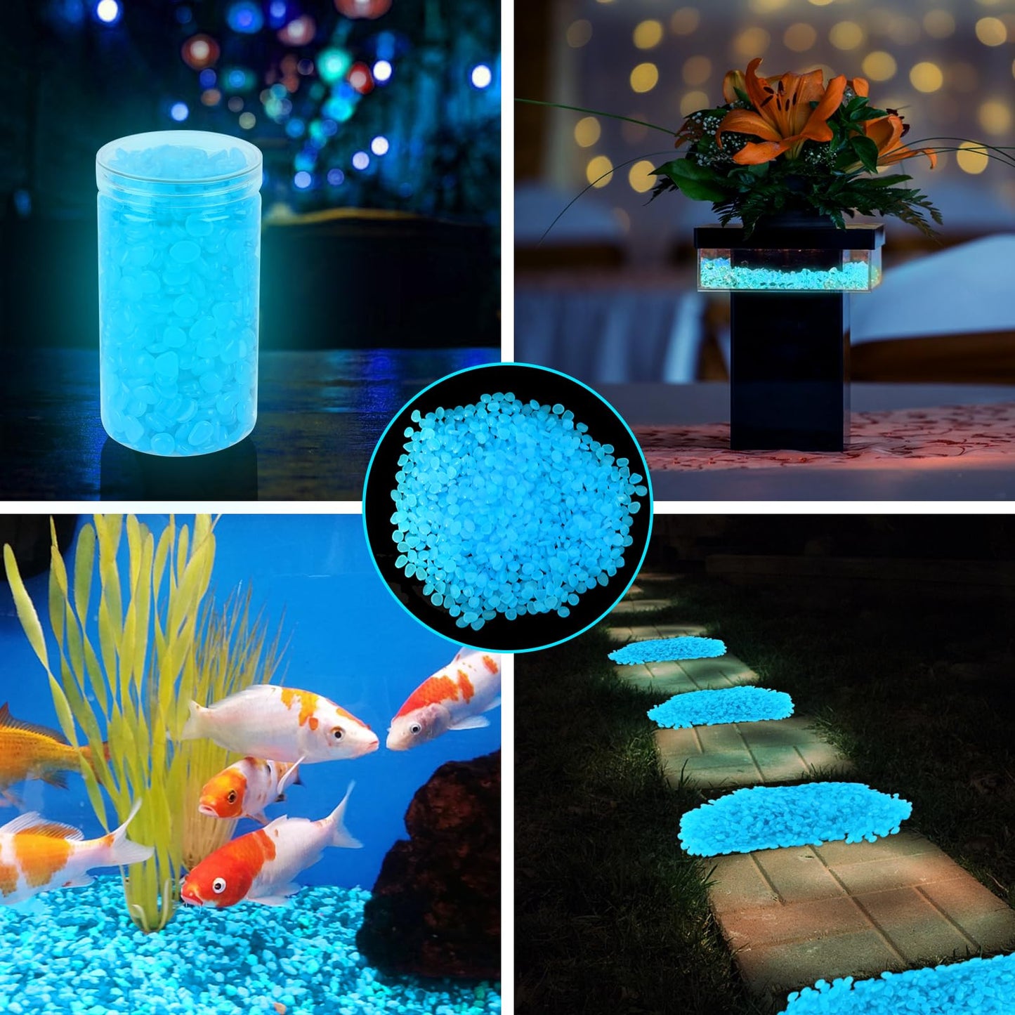 700 PCS Glowing Rocks Luminous Glow Stones Glow in The Dark Rocks for Fish Tank Aquarium Lawn Patio Garden Outdoor Decor and DIY Ideas (Multicolor)